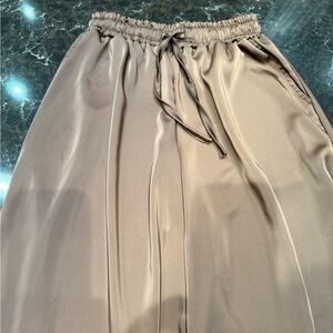 Chocolate Brown Satin Wide-Leg Lounge Pants
